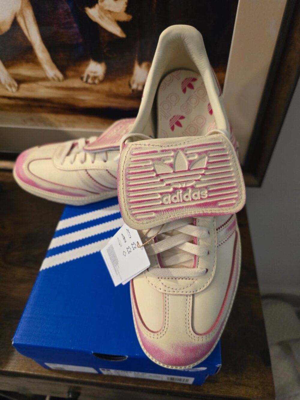 Adidas Samba LT Women's Size 7 Cream White Shock Pink JR5998 Long Tongue NEW